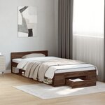 vidaXL Cadre de lit avec tiroir sans matelas chêne marron 100x200 cm