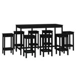 vidaXL Ensemble de bar 9 Pièces Noir Bois de pin massif
