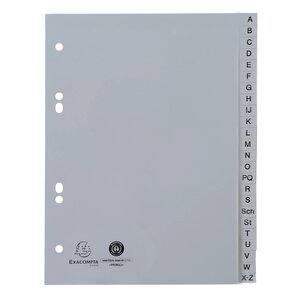 Intercalaires Imprimés Alphabétiques Pp Recyclé Gris A-z (alphabet Allemand) - 24 Positions - A5 - Gris - Exacompta