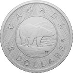 Monnaie en argent 2 dollars g 31.39 millésime 2023 tribute w mint mark polar bear