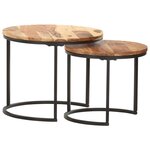 vidaXL Tables gigognes 2 Pièces Bois d'acacia massif