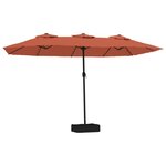 vidaXL Parasol à double tête avec LED terre cuite 449x245 cm