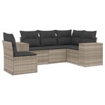 vidaXL Salon de jardin 5 Pièces avec coussins gris clair résine tressée