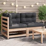 vidaXL Canapé de jardin avec coussins 2 places bois de pin massif