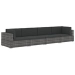 vidaXL Salon de jardin 4 Pièces avec coussins résine tressée gris