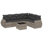 vidaXL Salon de jardin avec coussins 7 Pièces gris clair résine tressée