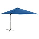 vidaXL Parasol déporté avec mât et lumières LED Bleu azur 250 cm