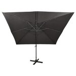 vidaXL Parasol déporté avec mât et lumières LED Anthracite 300 cm