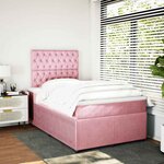 vidaXL Sommier à lattes de lit avec matelas Rose 120x200 cm Velours