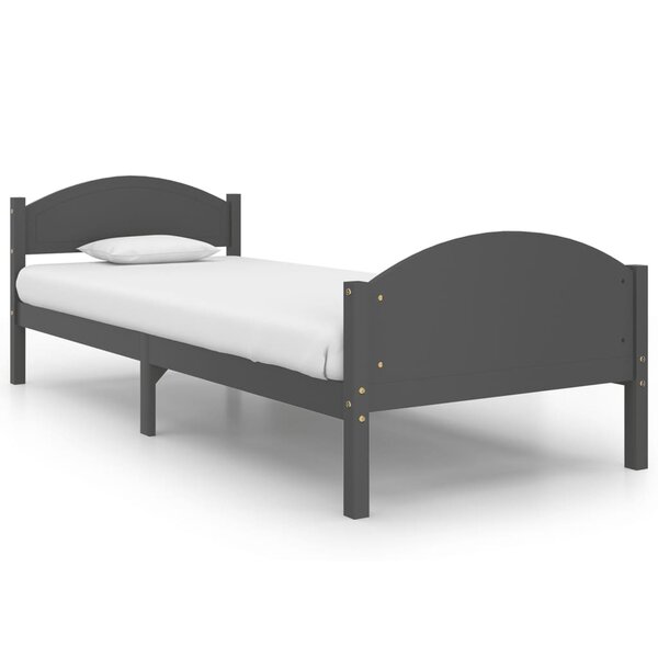 vidaXL Cadre de lit Gris foncé Bois de pin massif 90x200 cm