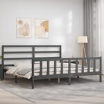vidaXL Cadre de lit avec tête de lit gris 200x200 cm bois massif