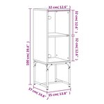 vidaXL Armoire latérale avec porte en verre gris béton 35x37x100 cm