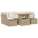 vidaXL Ensemble de salle à manger de jardin 7 pièces avec coussins Beige en poly rattan et acacia