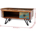 vidaXL Table basse avec pieds en fer Bois massif de récupération