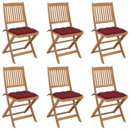 vidaXL Chaises pliables de jardin 6 Pièces avec coussins Bois d'acacia