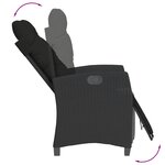 vidaXL Chaise inclinable de jardin et repose-pied noir résine tressée