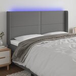 vidaXL Tête de lit à LED Gris foncé 163x16x118/128 cm Tissu