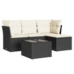 vidaXL Salon de jardin 5 Pièces avec coussins noir résine tressée
