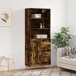 vidaXL Buffet haut Chêne fumé 69 5x34x180 cm Bois d'ingénierie