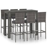 vidaXL Jeu de bar de jardin 7Pièces et coussins anthracite Résine tressée