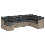vidaXL Salon de jardin 8 Pièces avec coussins gris résine tressée