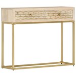 vidaXL Table console Doré 90 x 30 x 75 cm Bois de manguier massif