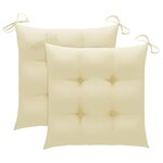 vidaXL Chaises de jardin 2 Pièces avec coussins blanc crème Bois de teck