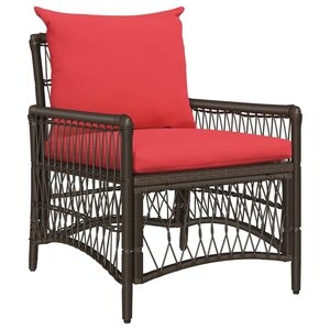 vidaXL Chaise de jardin avec coussin Marron 73 x 61 x 77 cm polyrotin