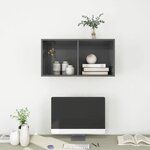 vidaXL Meuble TV mural Gris brillant 37x37x72 cm Bois d’ingénierie