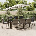 vidaXL Ensemble à manger de jardin 9Pièces et coussins noir et gris