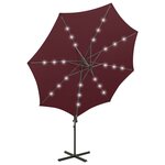 vidaXL Parasol déporté avec mât et lumières LED Rouge bordeaux 300 cm