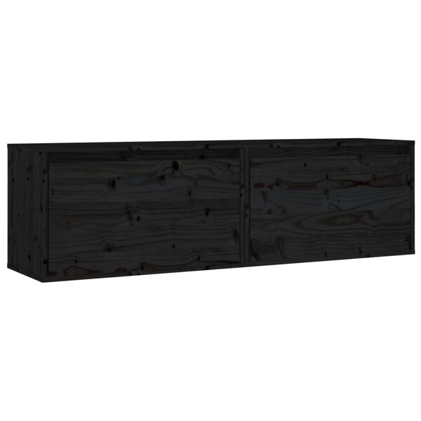 vidaXL Armoires murales 2 Pièces Noir 60x30x35 cm Bois de pin massif