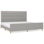 vidaXL Cadre de lit avec tête de lit Gris clair 200x200 cm Tissu