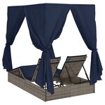 vidaXL Double Lit de Détente Set de 2 Gris et Bleu Marine Rattan Grand