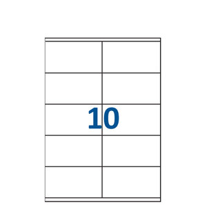 Lot de 200 Planches étiquettes autocollantes blanches sur feuille A4 : 105 x 57 mm (10 étiquettes par feuille spéciales bons de transport)