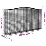 vidaXL Paniers à gabions arqués 4 Pièces 400x50x200/220 cm Fer galvanisé