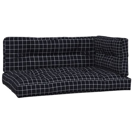 vidaXL Coussins de palette lot de 3 motif à carreaux noir tissu