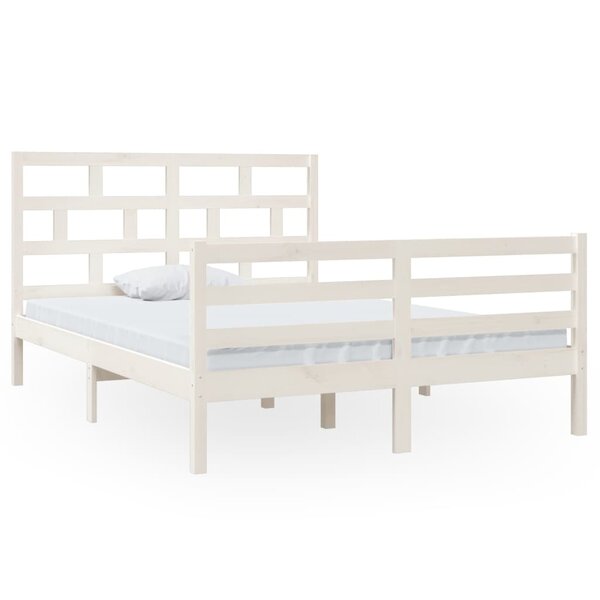 vidaXL Cadre de lit Blanc Bois massif 140x200 cm