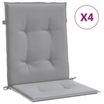 vidaXL Coussins de chaise de jardin à dossier bas lot de 4 gris