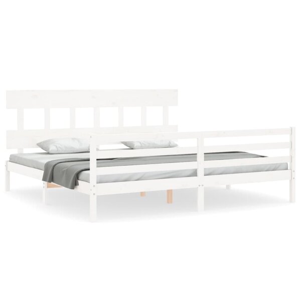 vidaXL Cadre de lit avec tête de lit blanc 200x200 cm bois massif