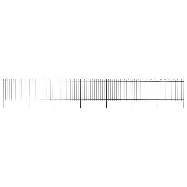 Vidaxl clôture de jardin avec dessus en cerceau acier 11 9x1 5 m noir