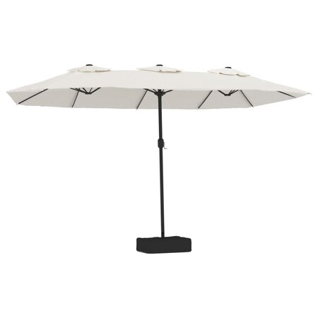 vidaXL Parasol à double tête avec LED blanc sable 449x245 cm