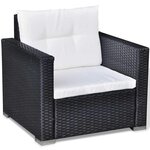 vidaXL Salon de jardin 6 Pièces avec coussins résine tressée noir