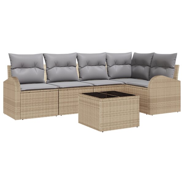 vidaXL Ensemble de 6 Canapés de Jardin avec Coussins Rattan Poly Noir