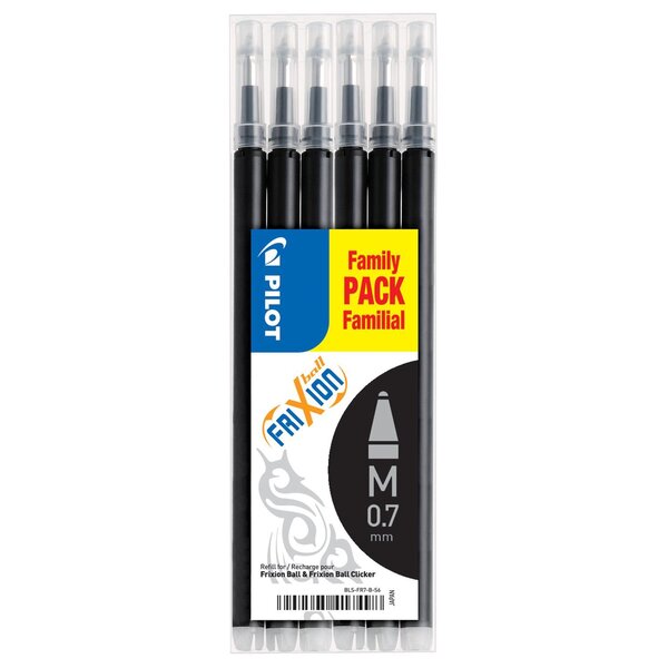 Set de 6 recharges frixion ball bls-fr7 noir x 12 pilot