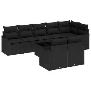 vidaXL Ensemble de canapé de jardin avec stockage 9 Pièces Noir polyrotin