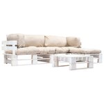 vidaXL Salon de jardin palette 4 Pièces avec coussins sable bois