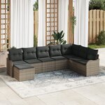 Ensemble de canapés de jardin 8 pièces avec coussins Gris Rattan synthétique
