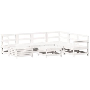 vidaXL Salon de jardin 8 Pièces blanc bois de pin massif