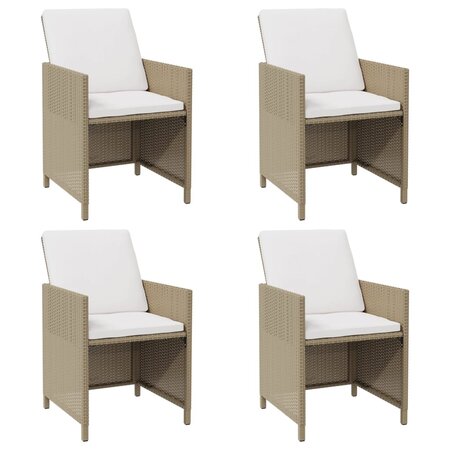 vidaXL Chaises de jardin avec coussins lot de 4 Résine tressée Beige